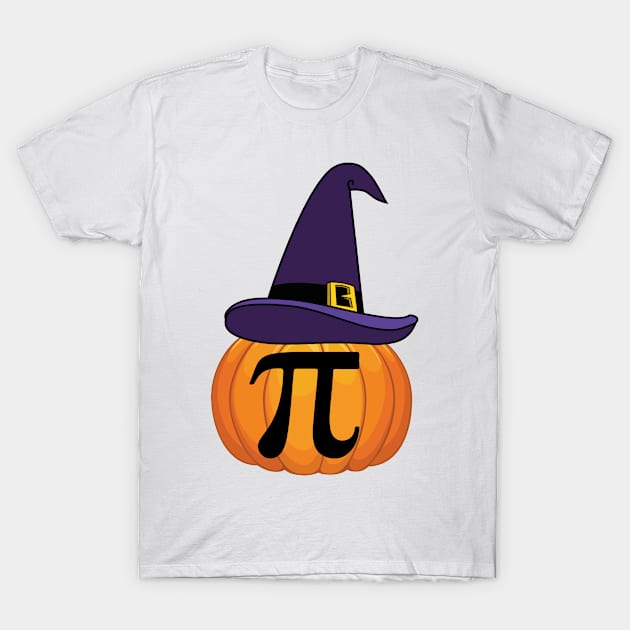 Pumpkin pi math with Witch Hat design T-Shirt by madani04